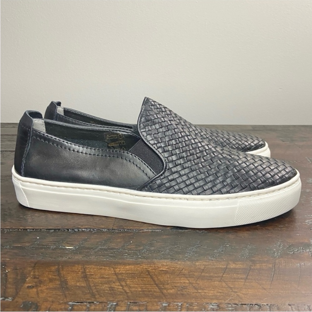 The FLEXX Women's Sneak Name Black Elba Intreccio Leather Sneaker NEW Size 8